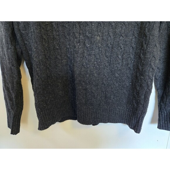 J Crew Sweater Mens L Grey 1/4 Zip Lambswool Angora Rabbit Cashmere Cable Knit - Picture 3 of 8
